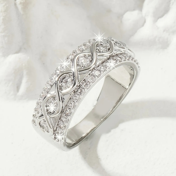 Infinity Symbol Inlaid Diamond Ring - Picture 4 of 7